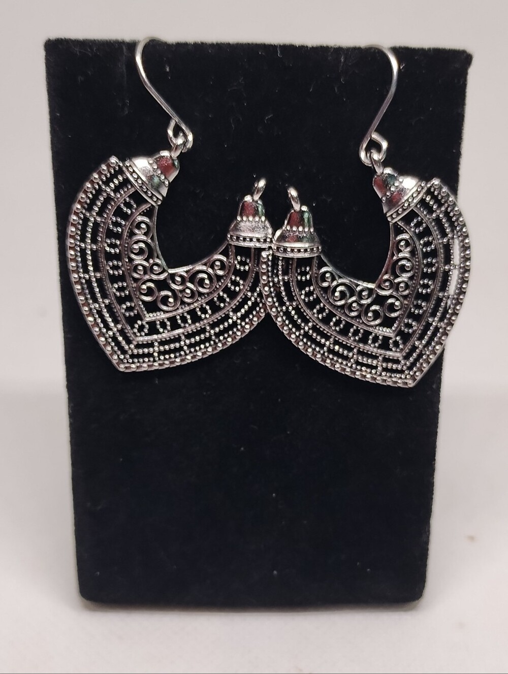 Silver-Tone Filigree Hoop Earrings - Women's Jewelry New G28